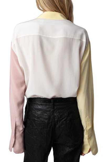 Shop Zadig & Voltaire Tyrone Colorblock Silk Crêpe De Chine Button-up Shirt In Petale