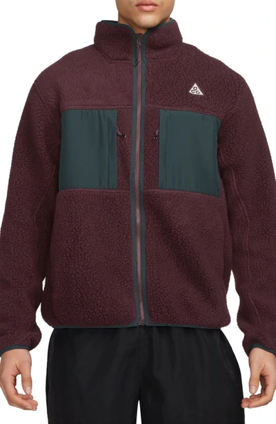 Shop Nike Acg Arctic Wolf Polartec® Fleece Jacket In Night Maroon/ Deep Jungle
