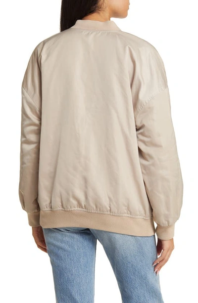 Open Edit Oversize Bomber Jacket In Tan Oxford