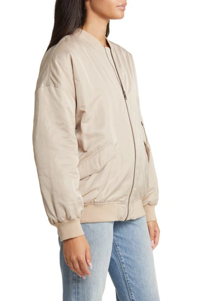 Open Edit Oversize Bomber Jacket In Tan Oxford