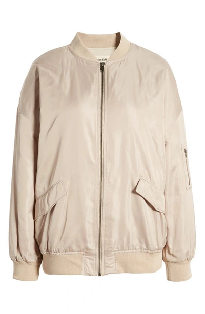 Open Edit Oversize Bomber Jacket In Tan Oxford