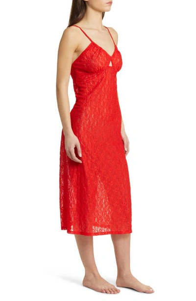 Shop Open Edit Cutout Lace Nightgown In Red Fiery