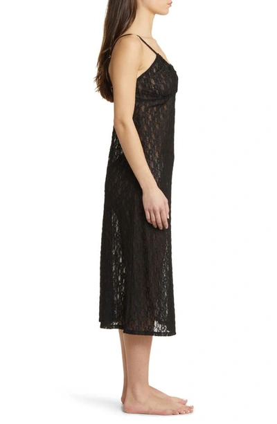 Shop Open Edit Cutout Lace Nightgown In Black