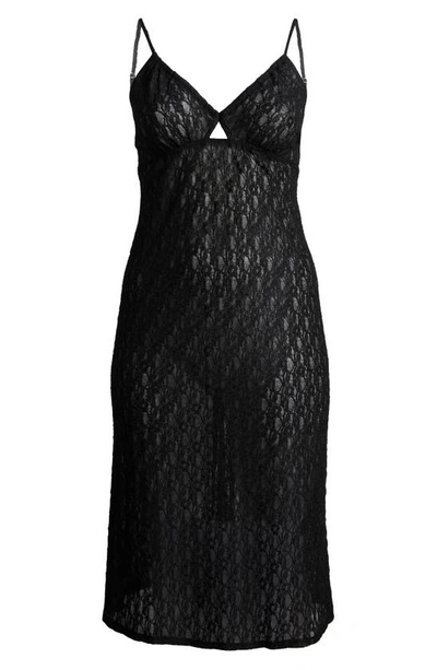 Open Edit Cutout Lace Nightgown In Black