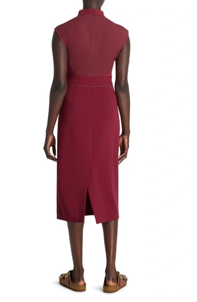 St John Cap Sleeve Stretch Cady Sheath Dress In Raspberry