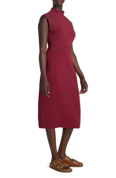St John Cap Sleeve Stretch Cady Sheath Dress In Raspberry