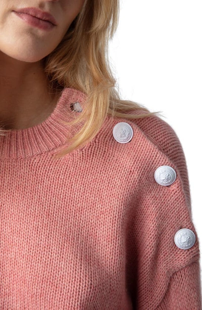 Shop Zadig & Voltaire Malta Button Cashmere Sweater In Litchi