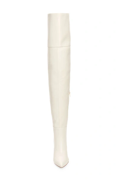 Shop Jeffrey Campbell Pillar Pointed Toe Over The Knee Boot In Ivory