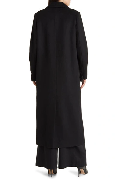 Kobi Halperin Channing Genuine Shearling Trim Wool Blend Coat In Black