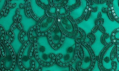 Tadashi Shoji Sequin Cap Sleeve Lace Dress In Pine