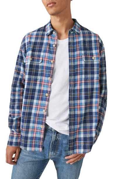 Shop Lucky Brand Mesa Plaid Cotton Flannel Button-up Shirt In Blue Indigo