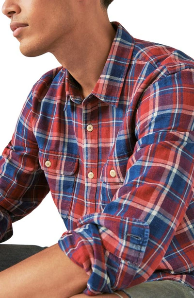 Lucky Brand Mesa Plaid Cotton Flannel Button-up Shirt In Indigo Multi