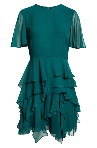 Shop Jason Wu Collection Asymmetric Ruffle Detail Silk Chiffon Dress In Seagreen