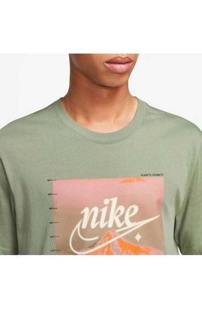Shop Nike Sportswear Mounain Graphic Tee In Oil Green