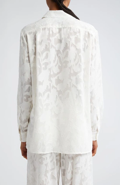 Shop Puppets And Puppets Puppet Floral Burnout Jacquard Button-up Shirt In Ivory