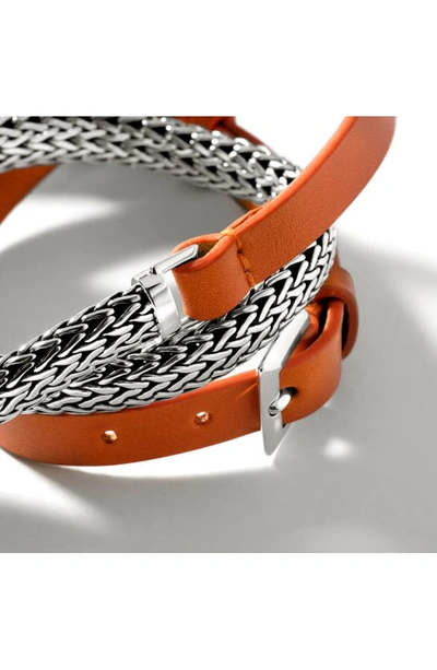 John Hardy Icon Leather & Sterling Silver Wrap Bracelet In Silver