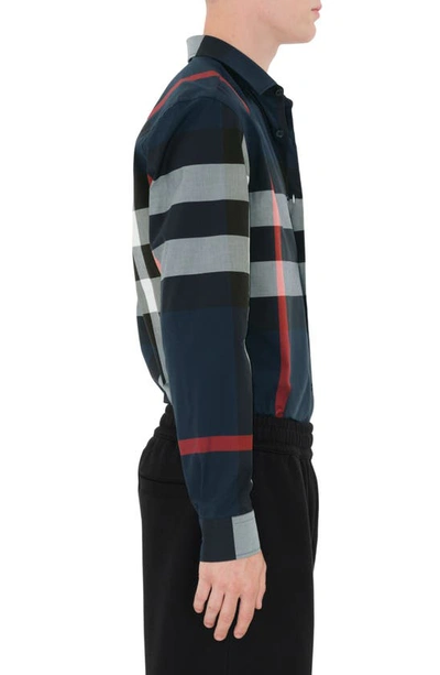 Burberry Long Sleeve Summerton Shirt In Navy Ip Check