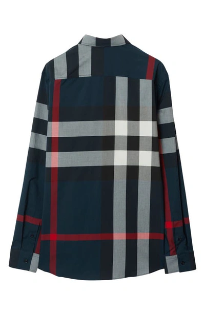 Burberry Long Sleeve Summerton Shirt In Navy Ip Check