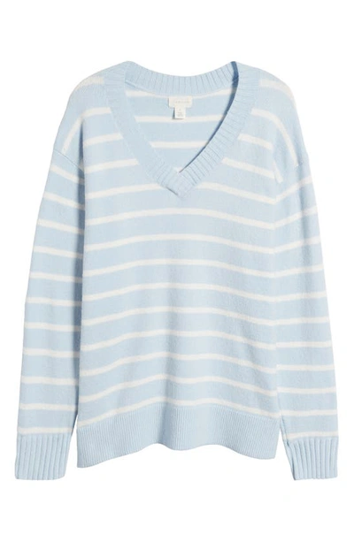 Shop Caslon Relaxed Tunic Sweater In Blue Skyway Benji Stripe
