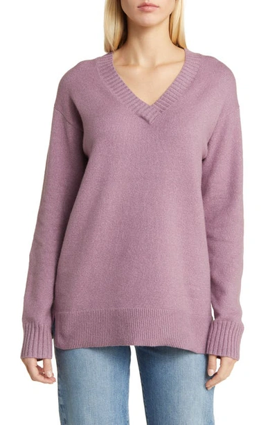 Shop Caslon Relaxed Tunic Sweater In Purple Grapeade