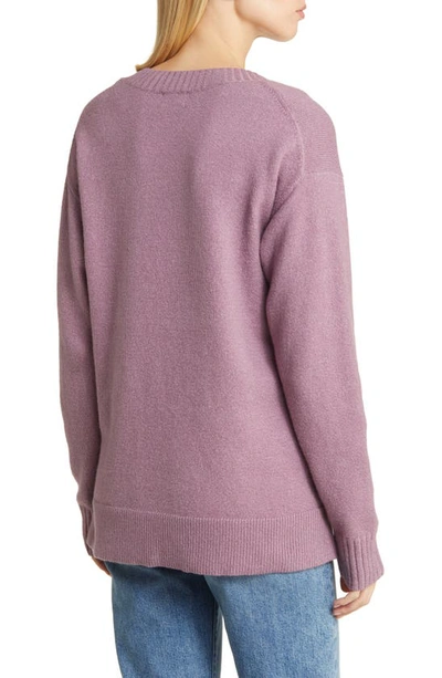 Shop Caslon Relaxed Tunic Sweater In Purple Grapeade