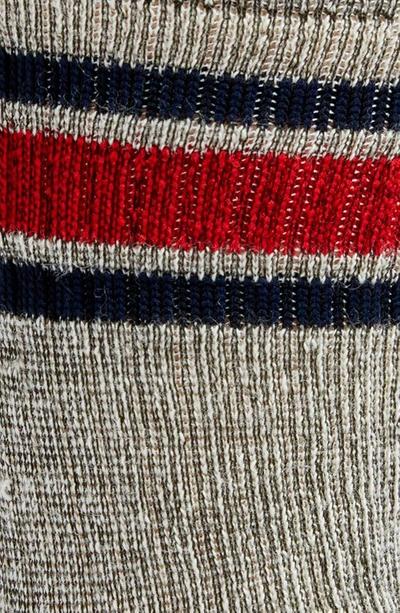 Shop American Trench Stripe Merino Wool Blend Crew Socks In Classic Grey
