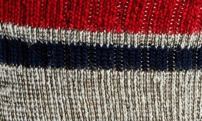Shop American Trench Stripe Merino Wool Blend Crew Socks In Classic Grey