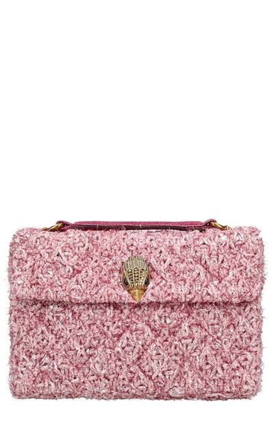 Shop Kurt Geiger Medium Kensington Tweed Convertible Crossbody Bag In Open Pink