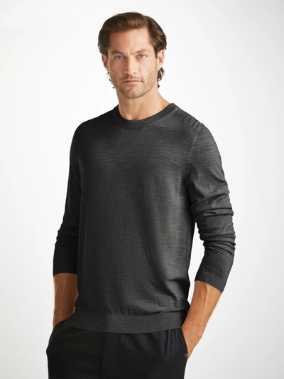 Shop Derek Rose Men's Sweater Orson Merino Wool Charcoal