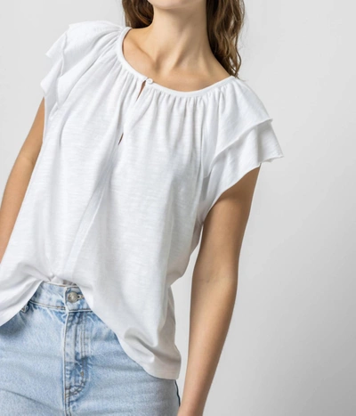 Shop Lilla P Ruffle Sleeve Keyhole Top In White