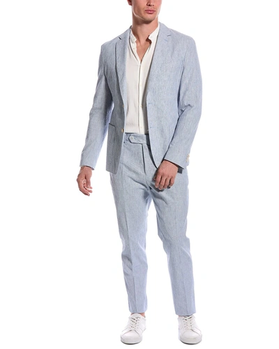 Shop Hugo Boss 2pc C-hanry Slim Fit Linen-blend Suit In Blue
