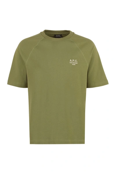 Shop Apc A.p.c. Willy Cotton Crew-neck T-shirt In Green