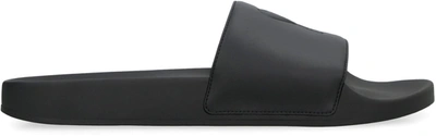 Shop Ami Alexandre Mattiussi Ami Paris Logo Detail Rubber Slides In Black