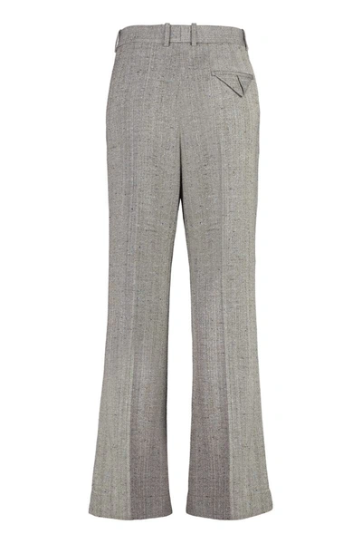 Shop Bottega Veneta Wool And Silk Flares Pants In Grey