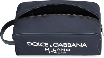 Shop Dolce & Gabbana Nylon Wash Bag In Blue