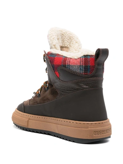 Shop Dsquared2 Lace-up High Top Boots In Marrone