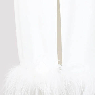 Shop Miu Miu Feather-trim Midi Dress In White