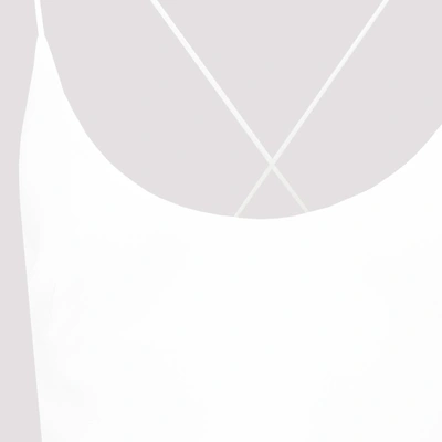 Shop Miu Miu Feather-trim Midi Dress In White