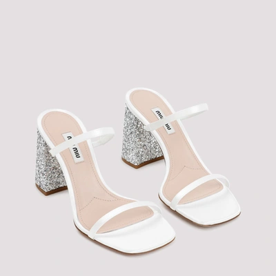 Shop Miu Miu Viscose Sandals Shoes In White