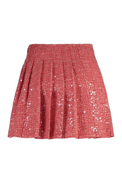 Shop Self-portrait Pleated Skirt In Red