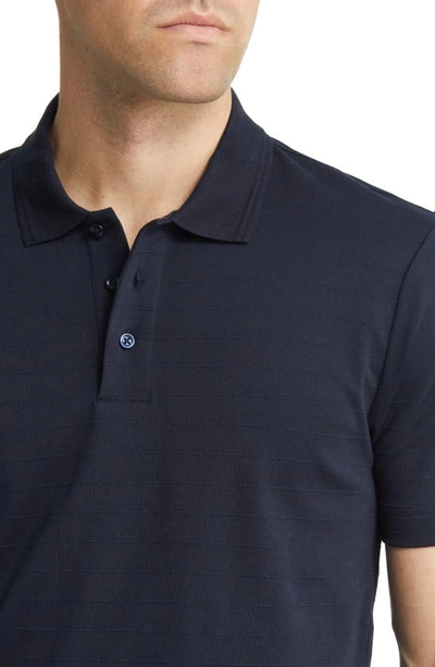 Shop Hugo Boss Piket Ribbed Polo In Dark Blue