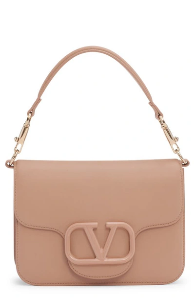 Shop Valentino Locò Leather Shoulder Bag In Gf9 Rose Cannelle