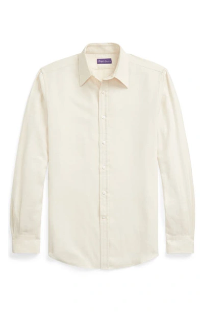 Shop Ralph Lauren Purple Label Harrison Flannel Button-up Shirt In Cream