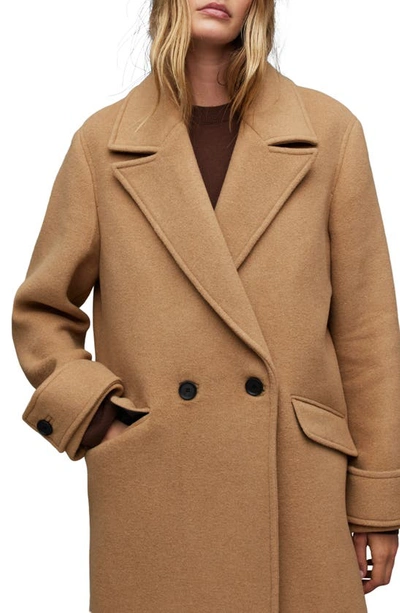 Shop Allsaints Mabel Longline Coat In Camel Brown