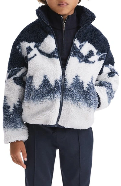 Shop Reiss Kids' Clement Fleece Jacket In Blue Multi