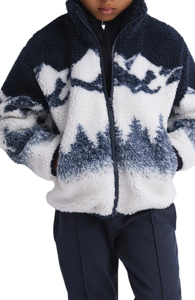 Shop Reiss Kids' Clement Fleece Jacket In Blue Multi