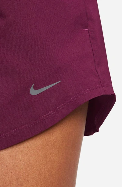 Shop Nike Dri-fit Ultrahigh Waist 3-inch Brief Lined Shorts In Bordeaux/ Reflective Silv