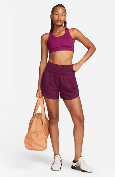 Shop Nike Dri-fit Ultrahigh Waist 3-inch Brief Lined Shorts In Bordeaux/ Reflective Silv