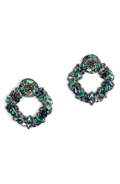 Shop Deepa Gurnani Katya Crystal Frontal Hoop Earrings In Emerald