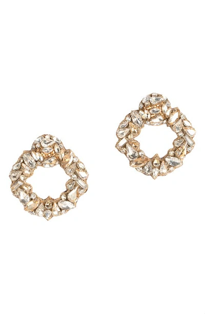 Shop Deepa Gurnani Katya Crystal Frontal Hoop Earrings In Gold